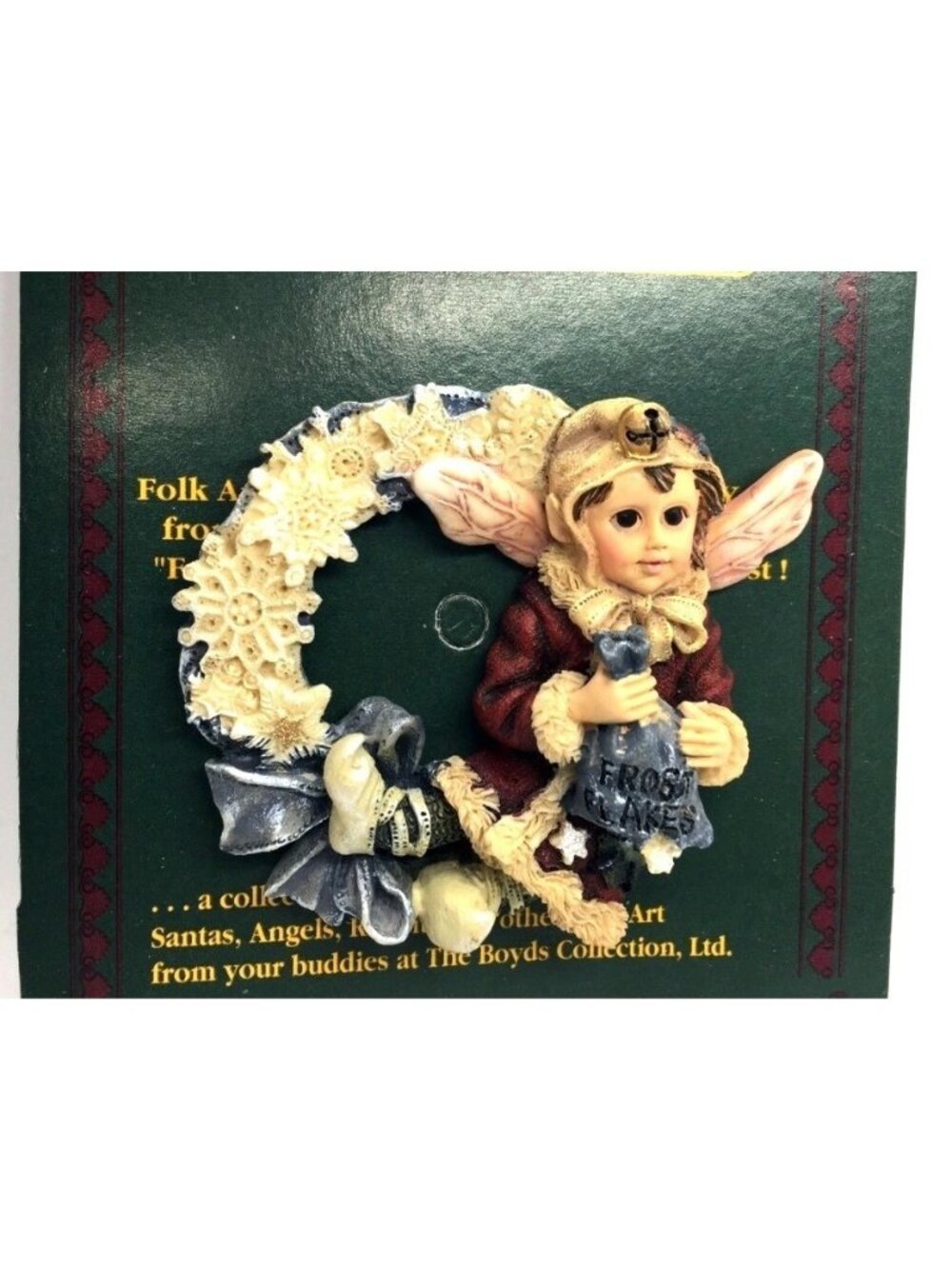 Boyds Collection Resin Pin Brooch Kristabell W/ Frosty Wreath 26309 Fairy 1995